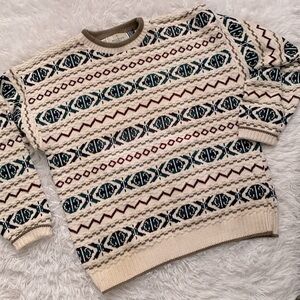 Vintage 90’s Bill Blass patterned multi color knit sweater